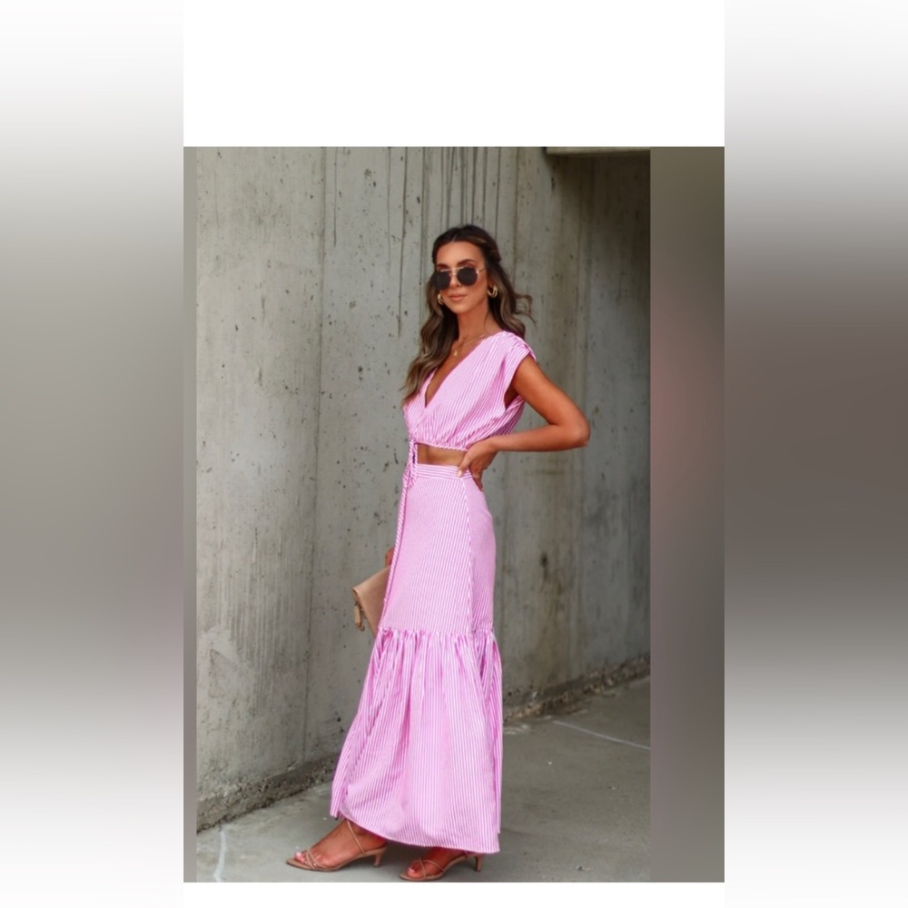 Reagan Striped Maxi Skirt and top from Vici